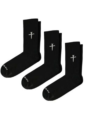 Three Nails Men’s Crew Socks - black S/M (3 pair)